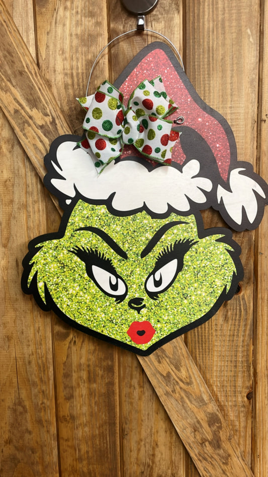 Grinch Door Hanger | Mrs.Grinch | Christmas Door Hanger