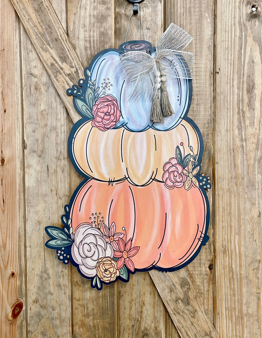 Stacked Pumpkin Door Hanger | Fall Door Decor | Floral Door Hanger | Halloween Decor | Fall Door Hanger | Fall Door Wreath