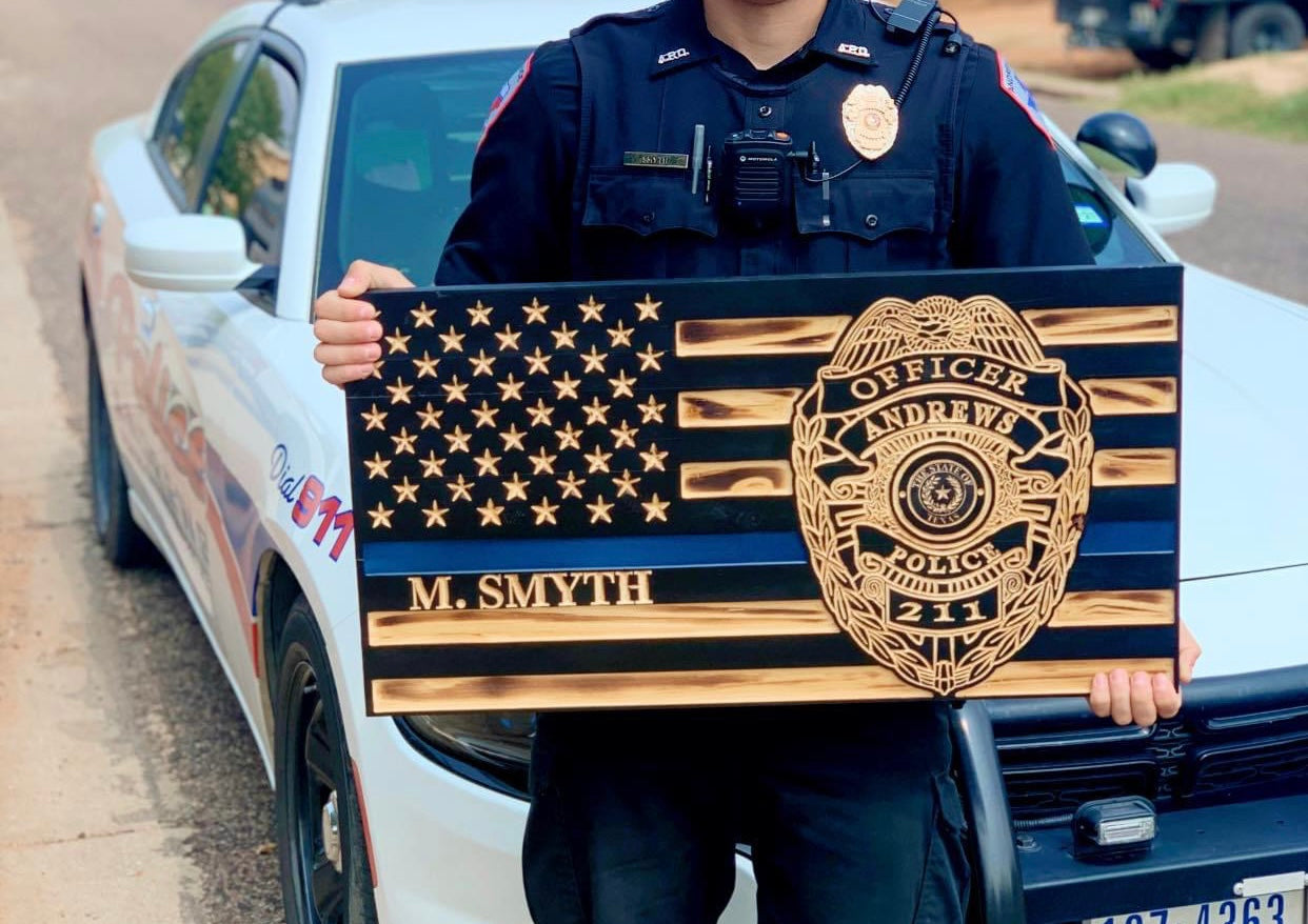 Engraved Wooden Flag